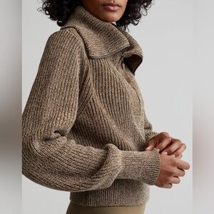 Varley Mentone Half Zip Knit Pullover in Dark Olive Speckle